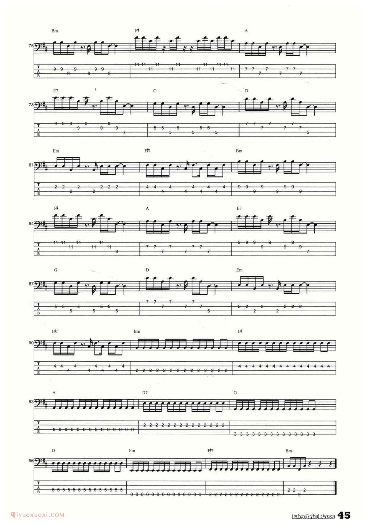 电贝司谱《加州旅馆/Hotel California》