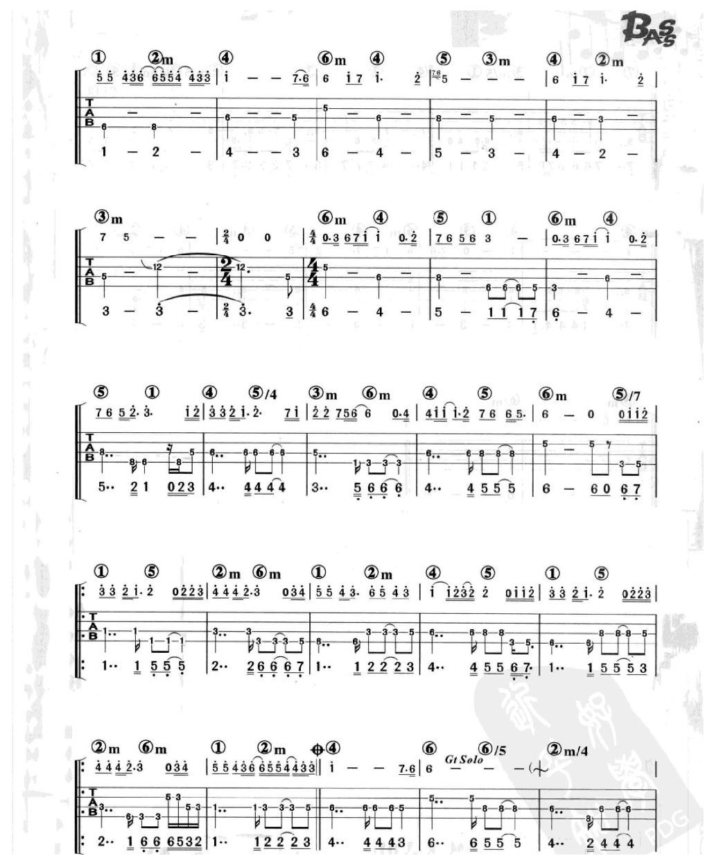 电贝司伴奏乐曲《一千个伤心的理由 张学友》流行