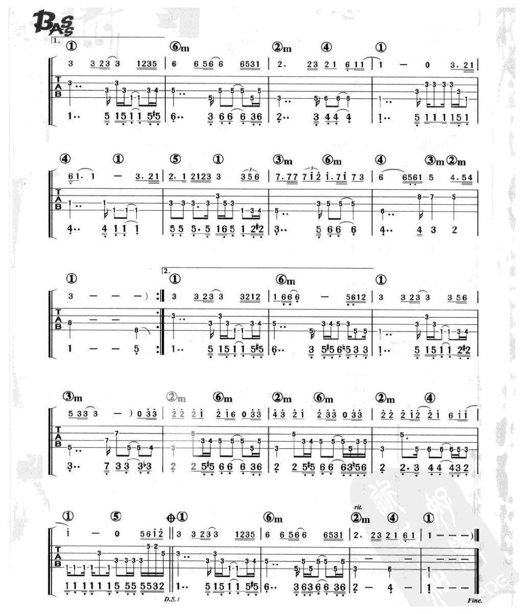 电贝司伴奏乐曲《千千阙歌 陈慧娴》流行