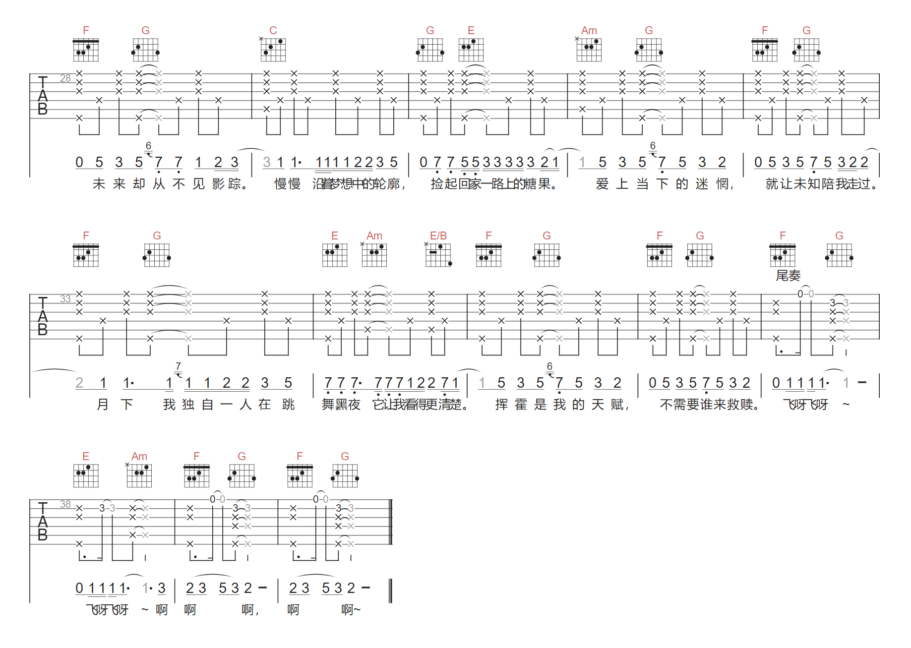暮色森林吉他谱2-欧阳娜娜