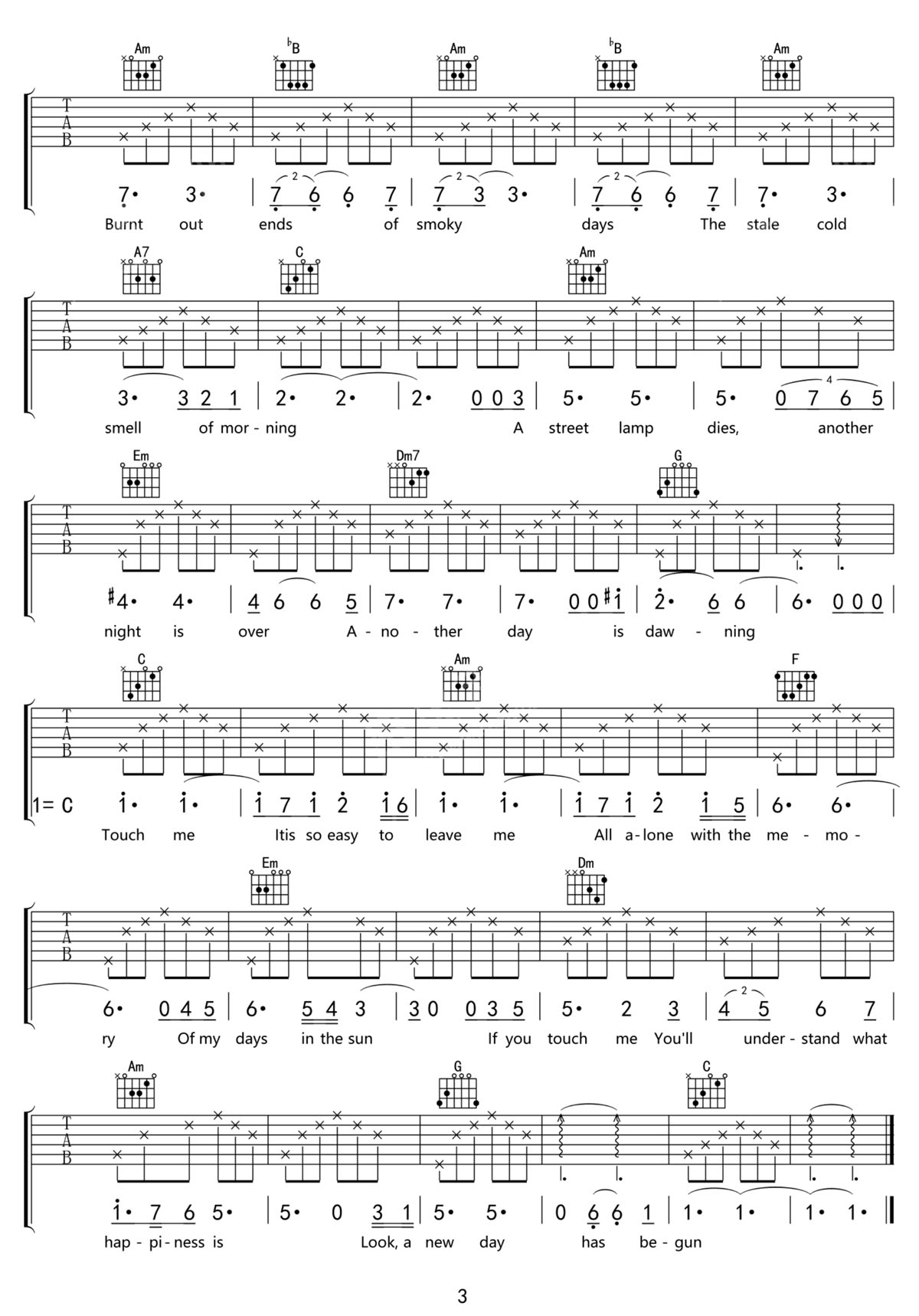 Memory吉他谱3-周深