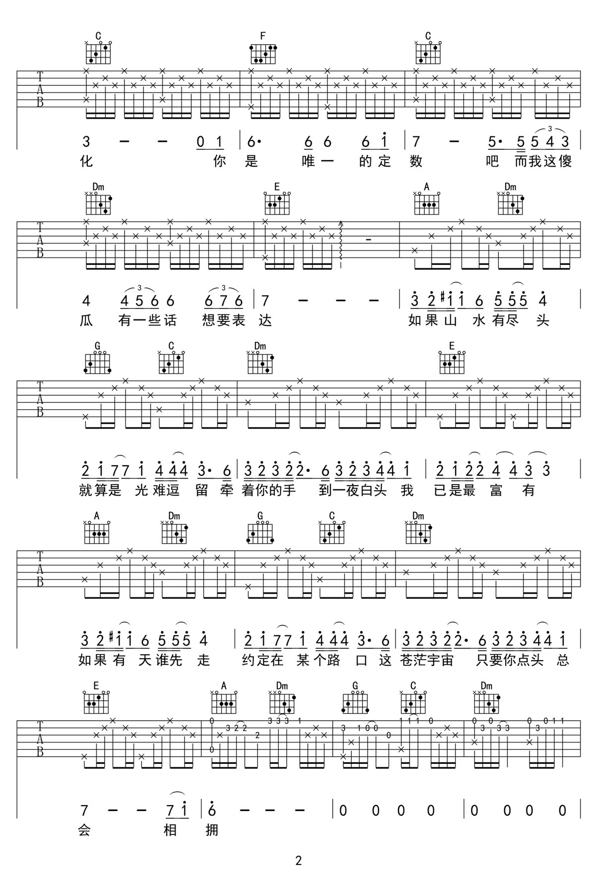 爱人啊吉他谱2-张杰