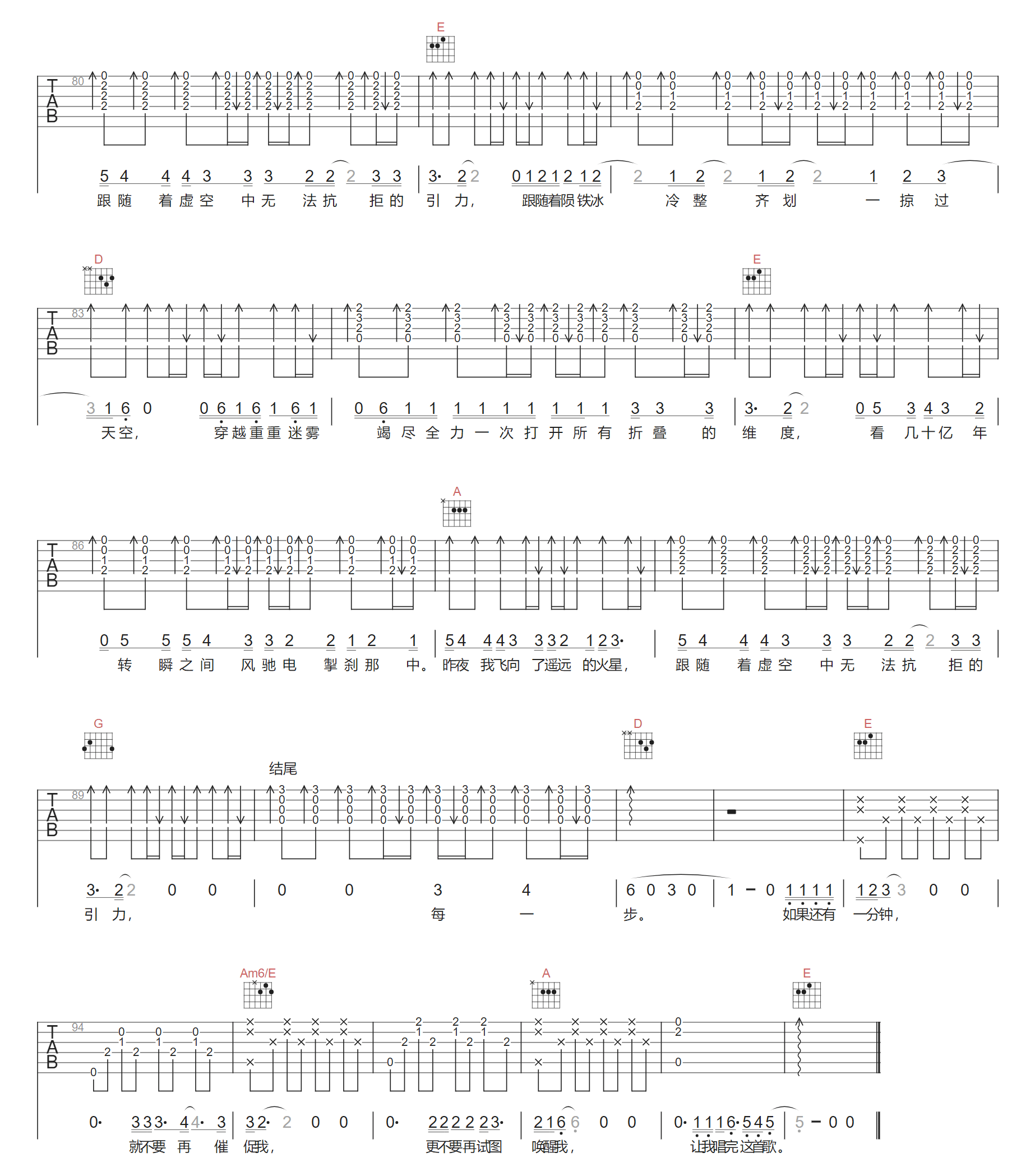 昨夜我飞向遥远的火星吉他谱4-声音玩具