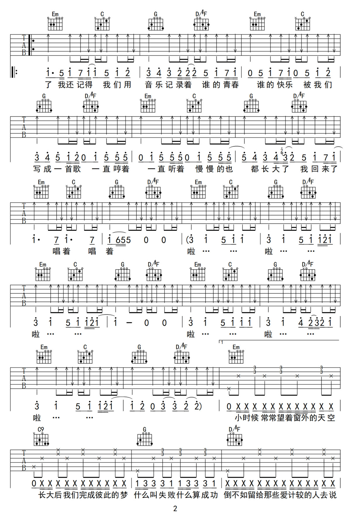 我回来了吉他谱2-南拳妈妈