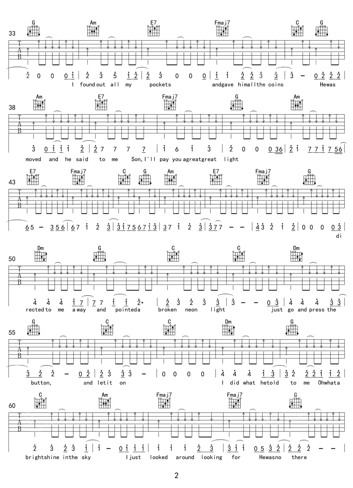 雨夜曼彻斯特吉他谱2-盘尼西林