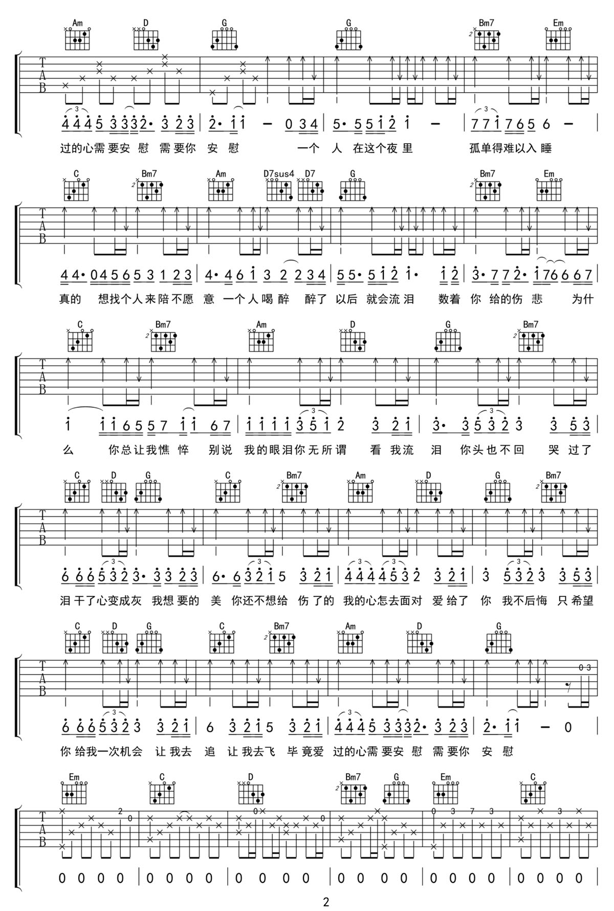 别说我的眼泪你无所谓吉他谱2-东来东往