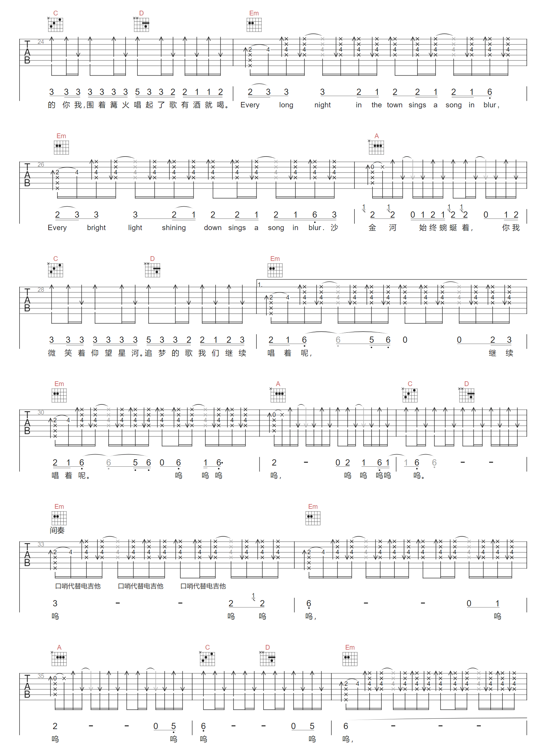 淘金小镇吉他谱3-周杰伦