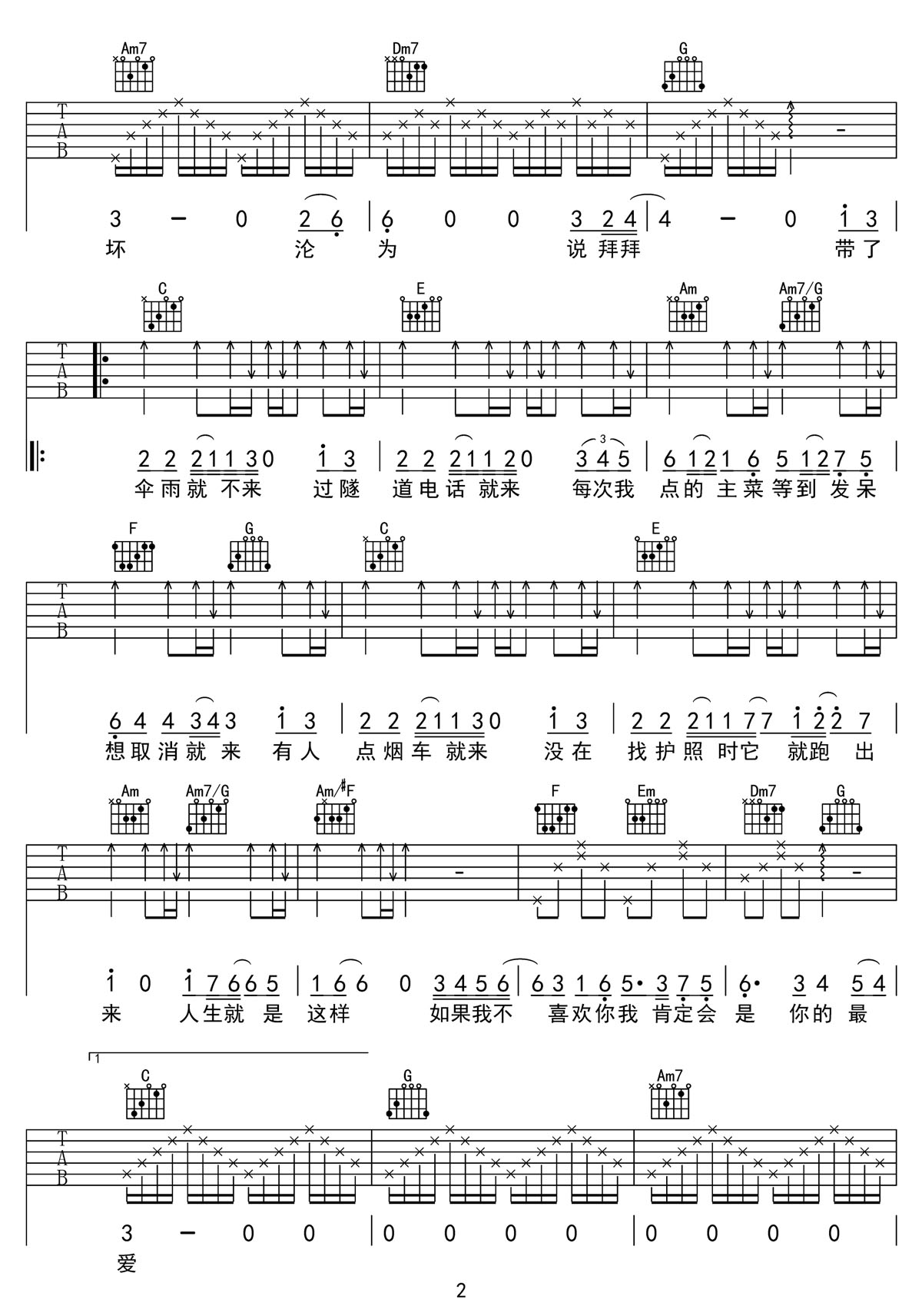 早到的U吉他谱2-Gareth.T