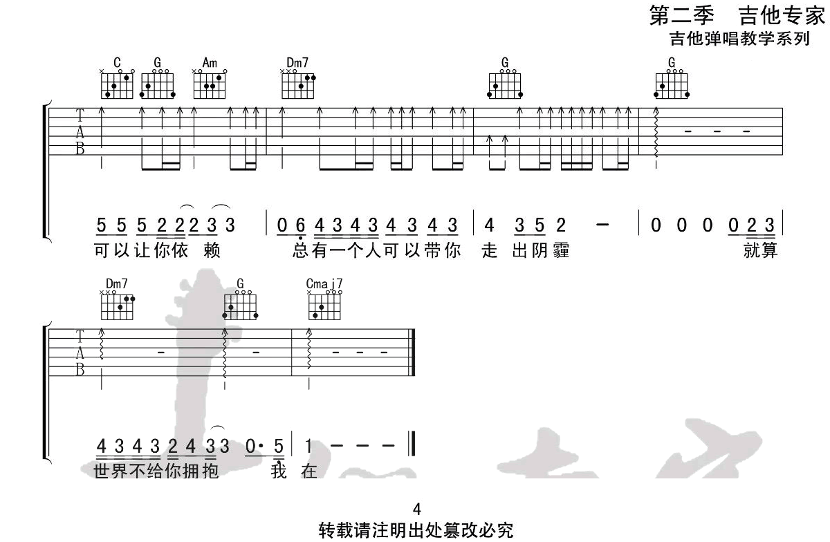 别怕我在吉他谱预览图