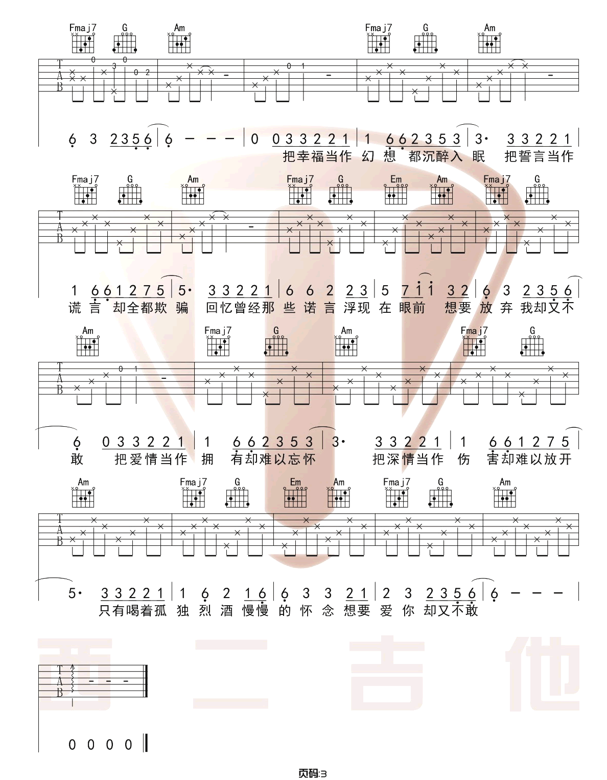 把孤独当做晚餐吉他谱预览图
