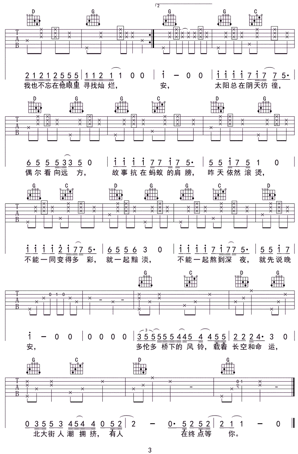 如人饮水吉他谱预览图