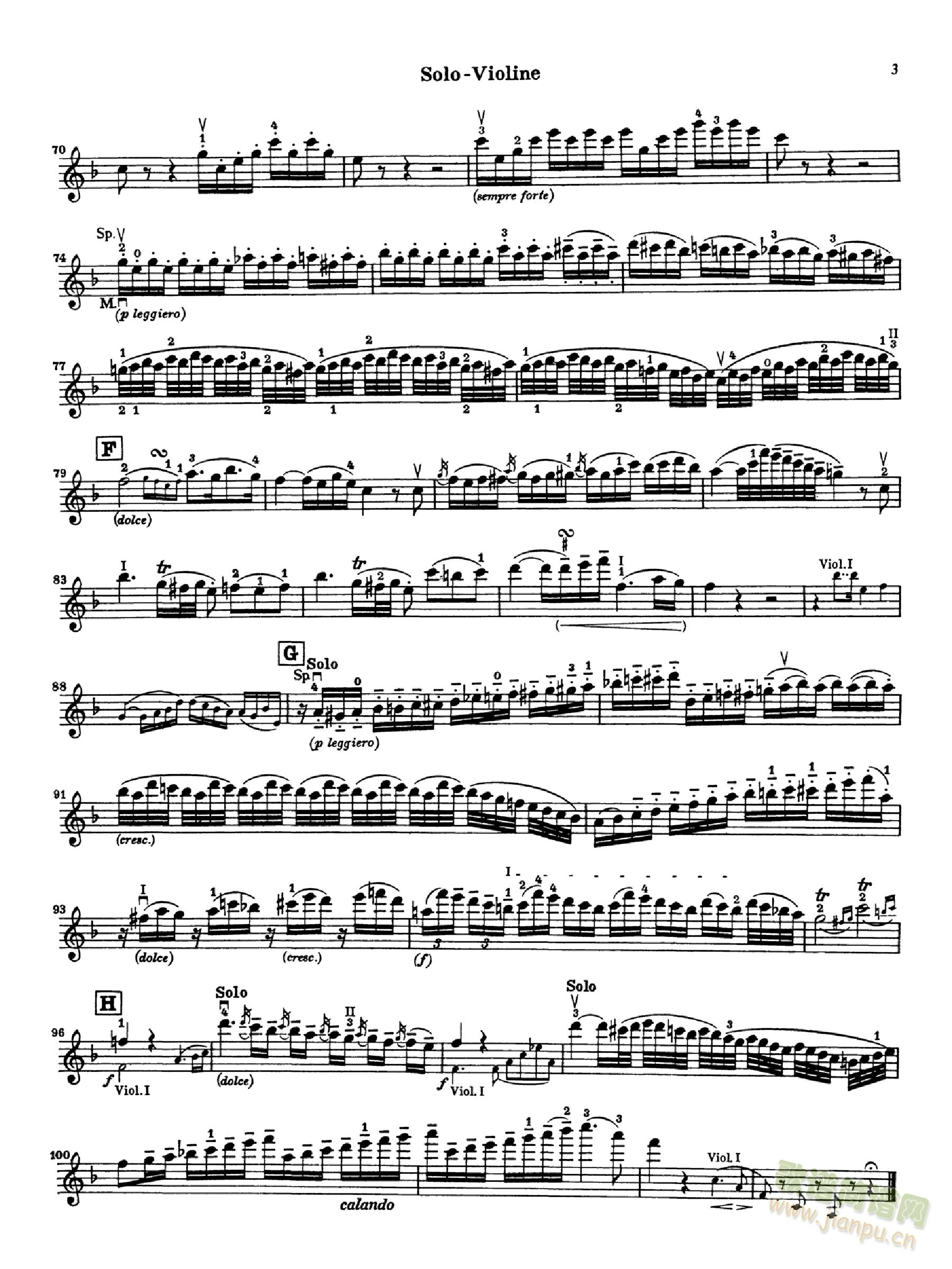 F大调小提琴浪漫曲小提琴独奏(小提琴谱)3