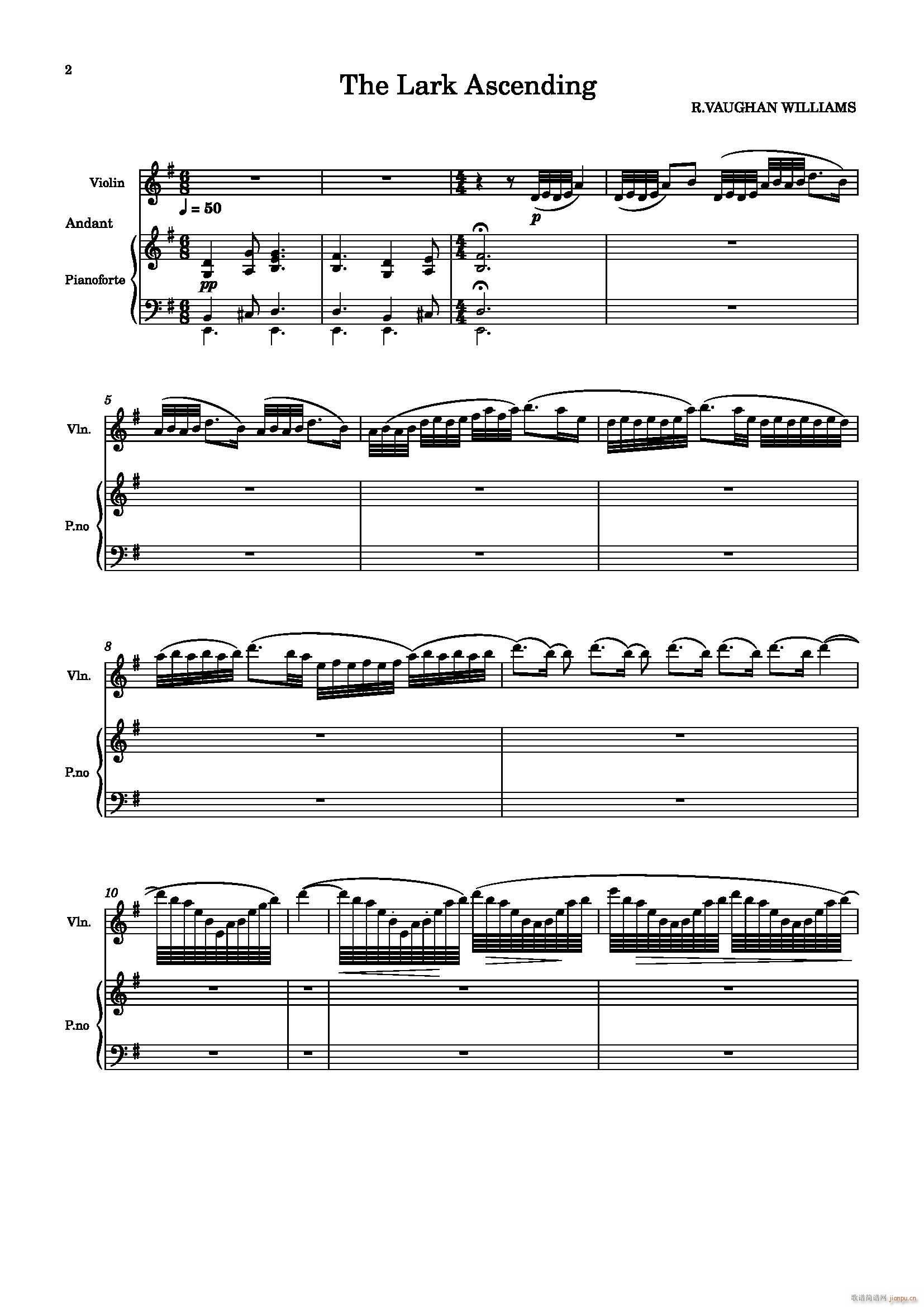 云雀高飞 精简版(小提琴谱)1