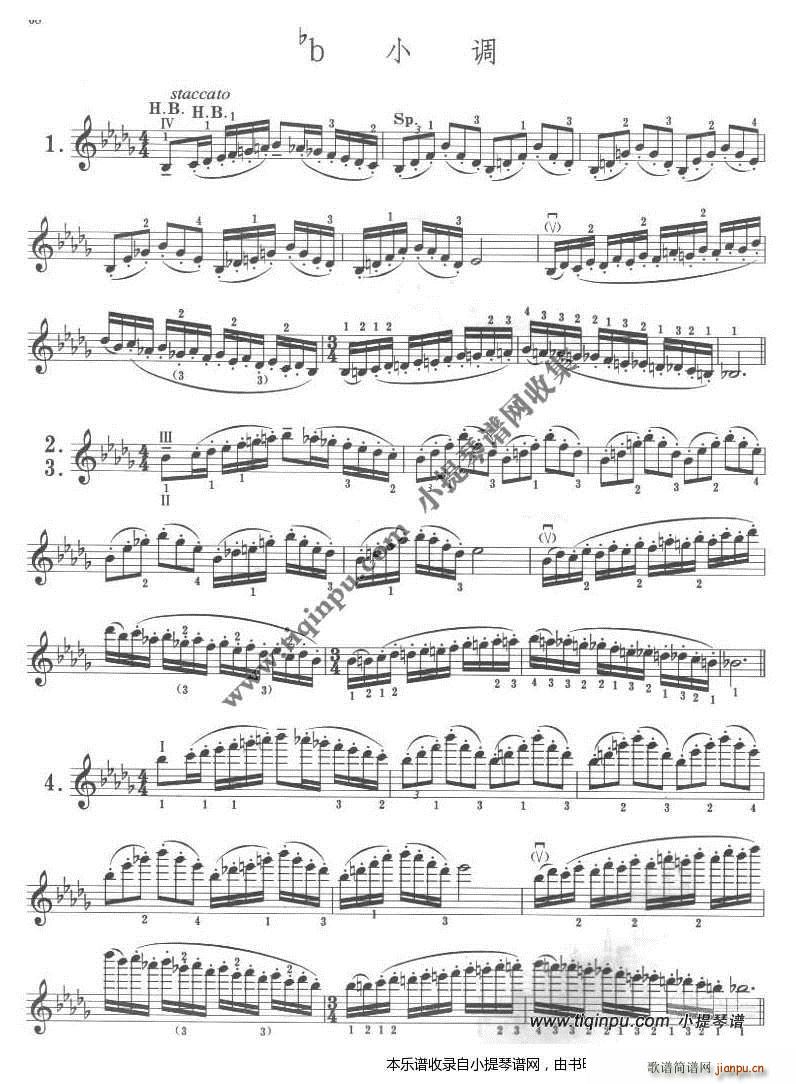 卡尔弗莱什 小提琴音阶体系 降b小调(小提琴谱)1