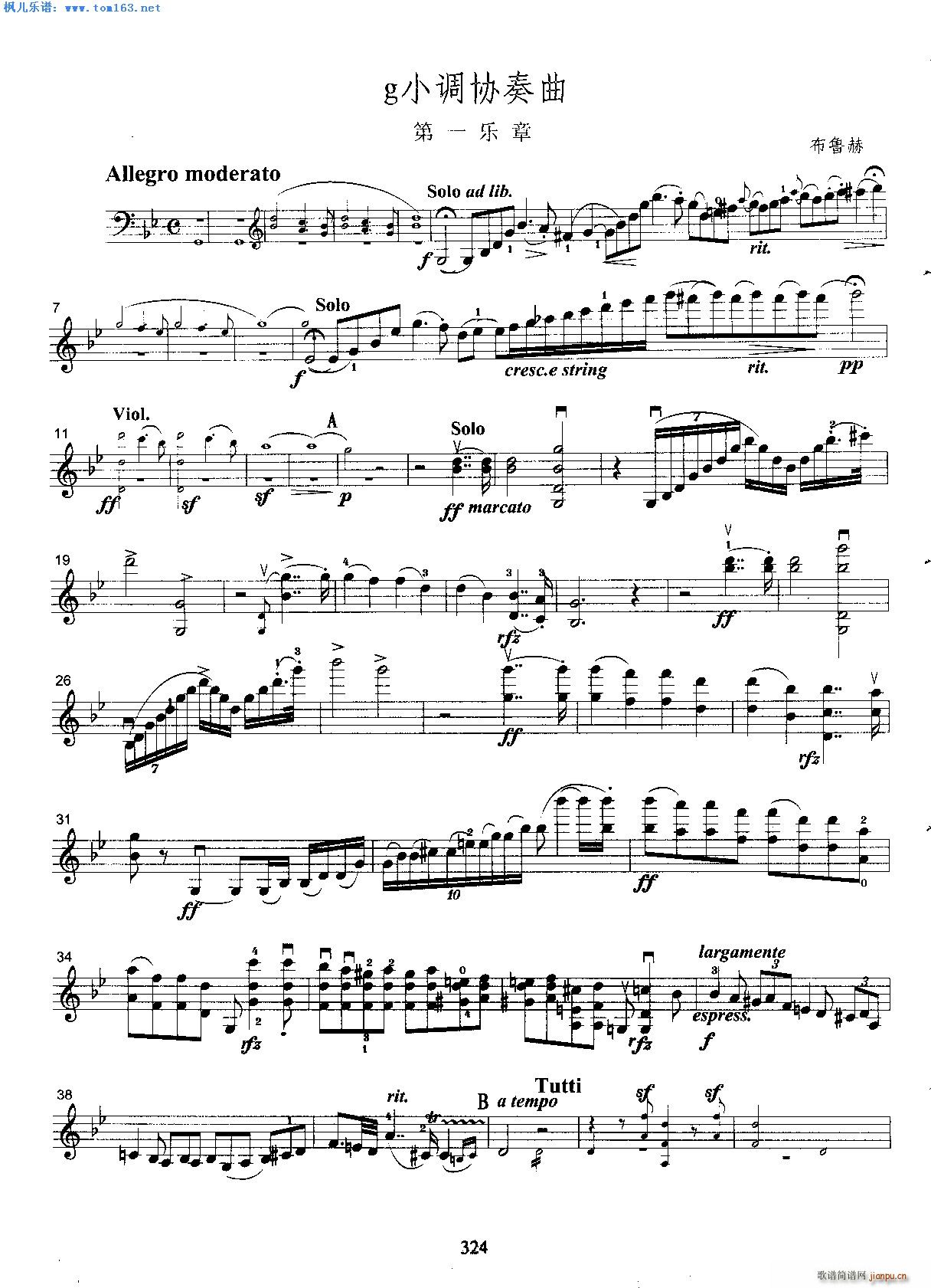 布鲁赫g小调协奏曲第一乐章(小提琴谱)1