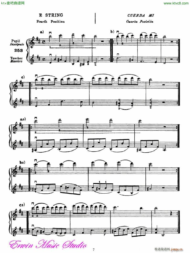 麦亚班克小提琴演奏法第四部分 第四和第五把位的位置1(小提琴谱)7
