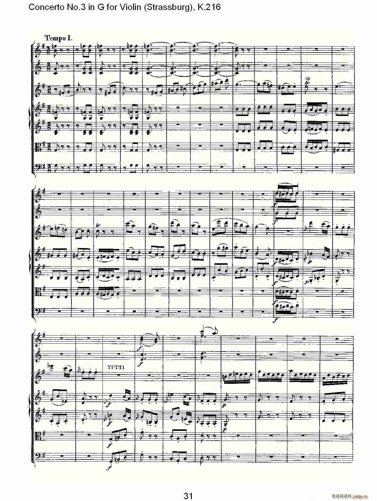 Concerto No.3 in G for Violin K.216(小提琴谱)31