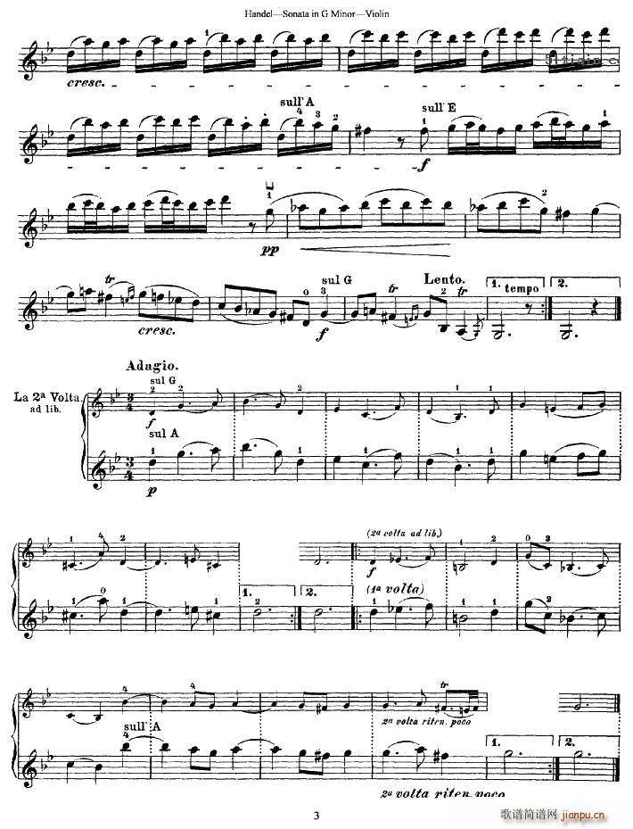 亨德尔g小调小提琴奏鸣曲(小提琴谱)3