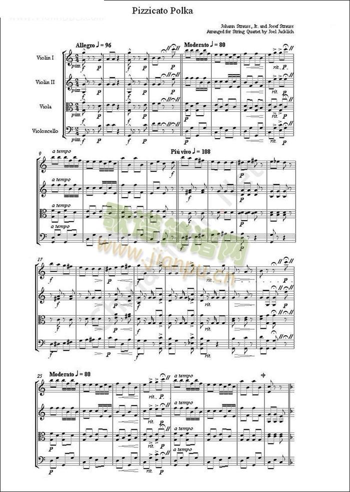 弦乐四重奏：斯特劳斯-拨弦波尔卡(小提琴谱)1