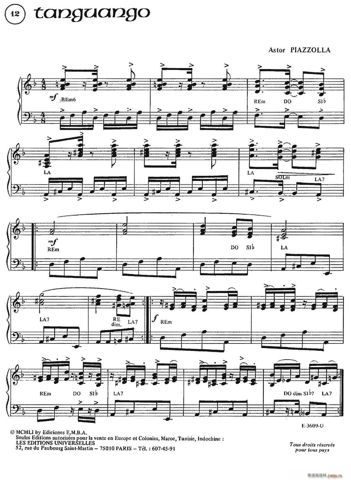 Piazzolla合集 12 Tanguango(手风琴谱)1