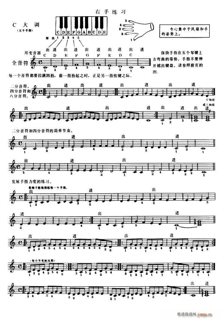 手风琴右手练习(手风琴谱)1
