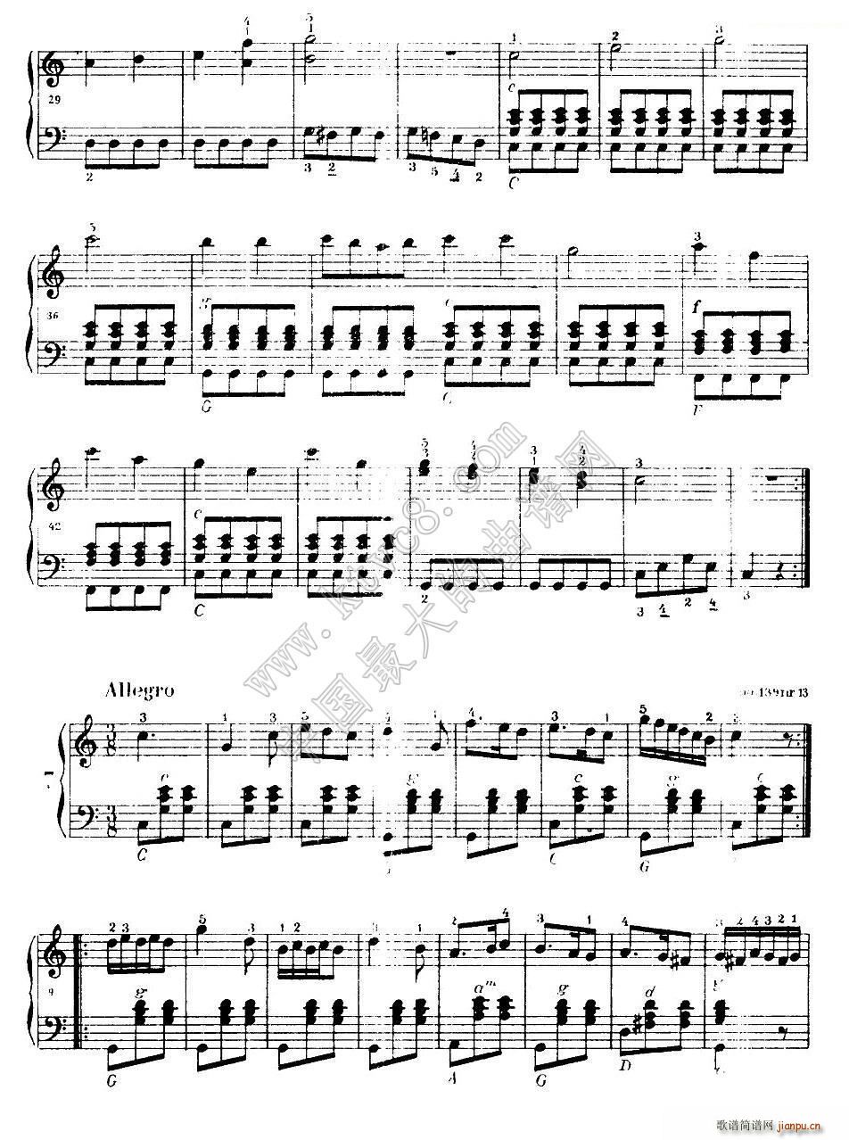 车尔尼手风琴练习曲集 第Ⅰ册 1 9(手风琴谱)5