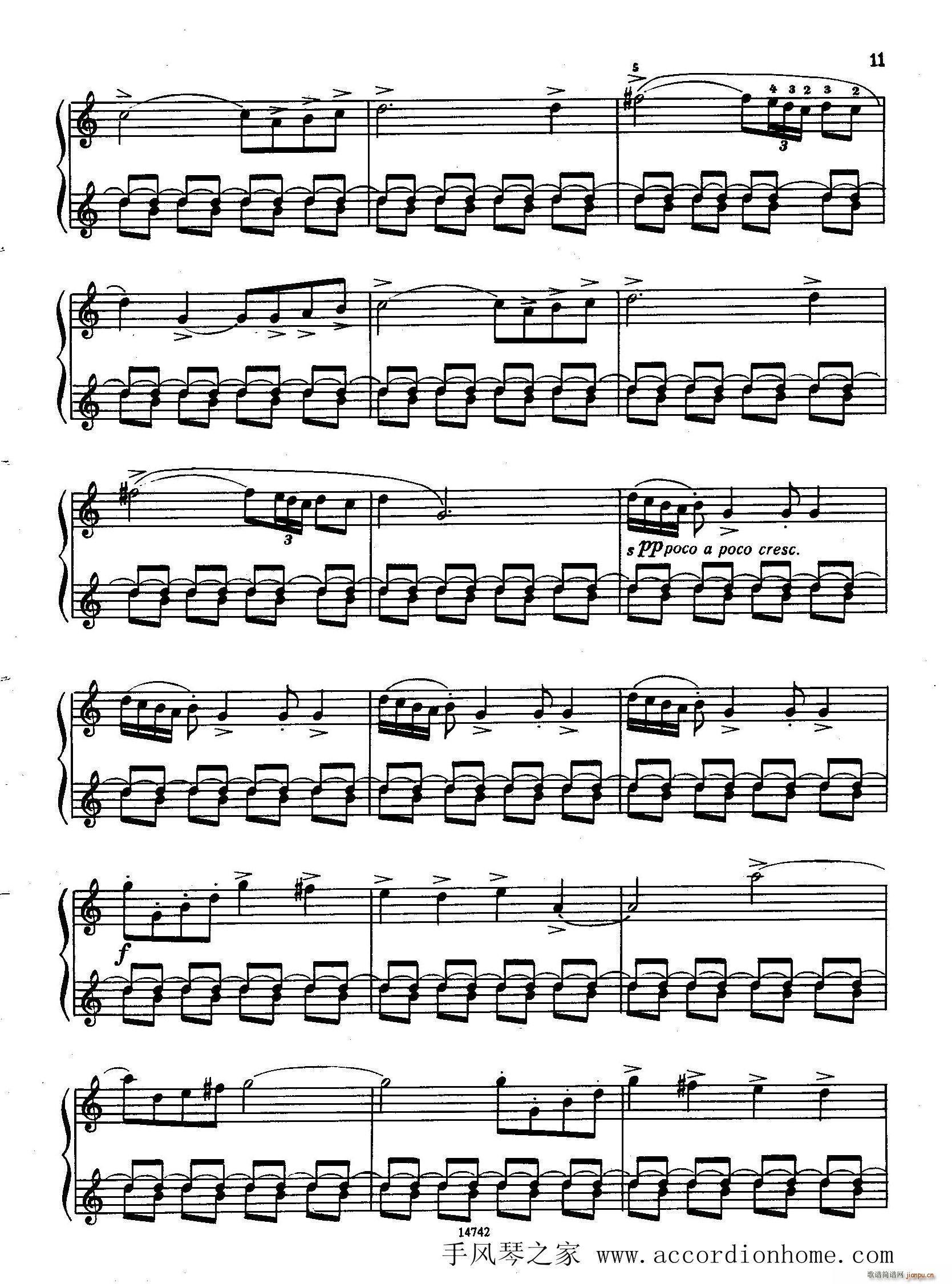 佐罗塔耶夫 六首儿童组曲之一(手风琴谱)6