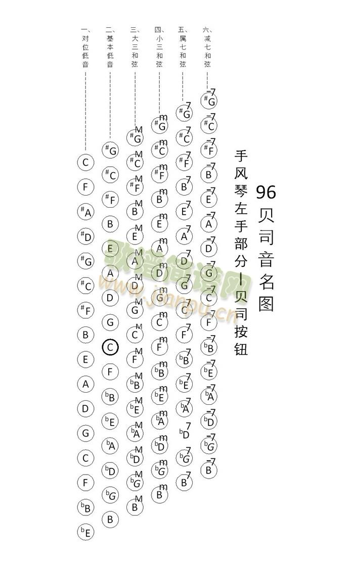 手风琴 贝司音名图(手风琴谱)1