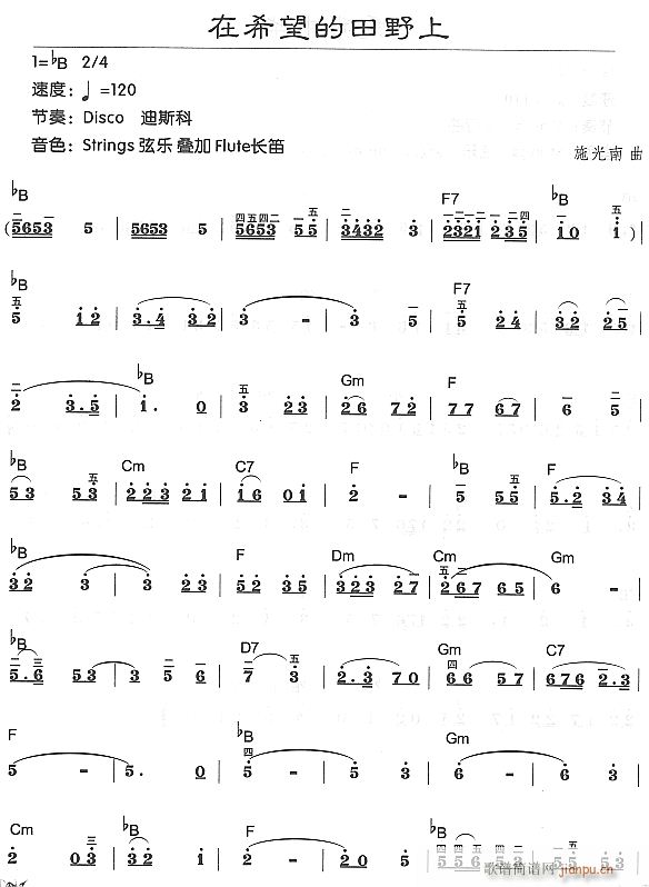 在希望的田野上1(电子琴谱)1