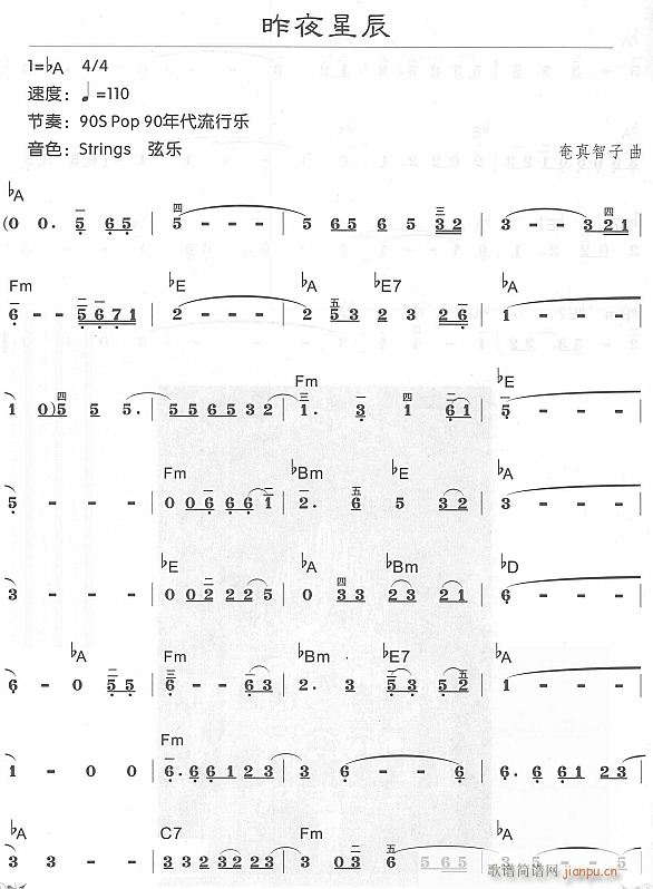 昨夜星辰1(电子琴谱)1