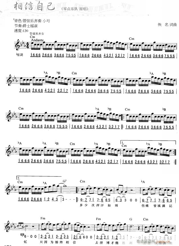 相信自己 简线弹唱 1(电子琴谱)1