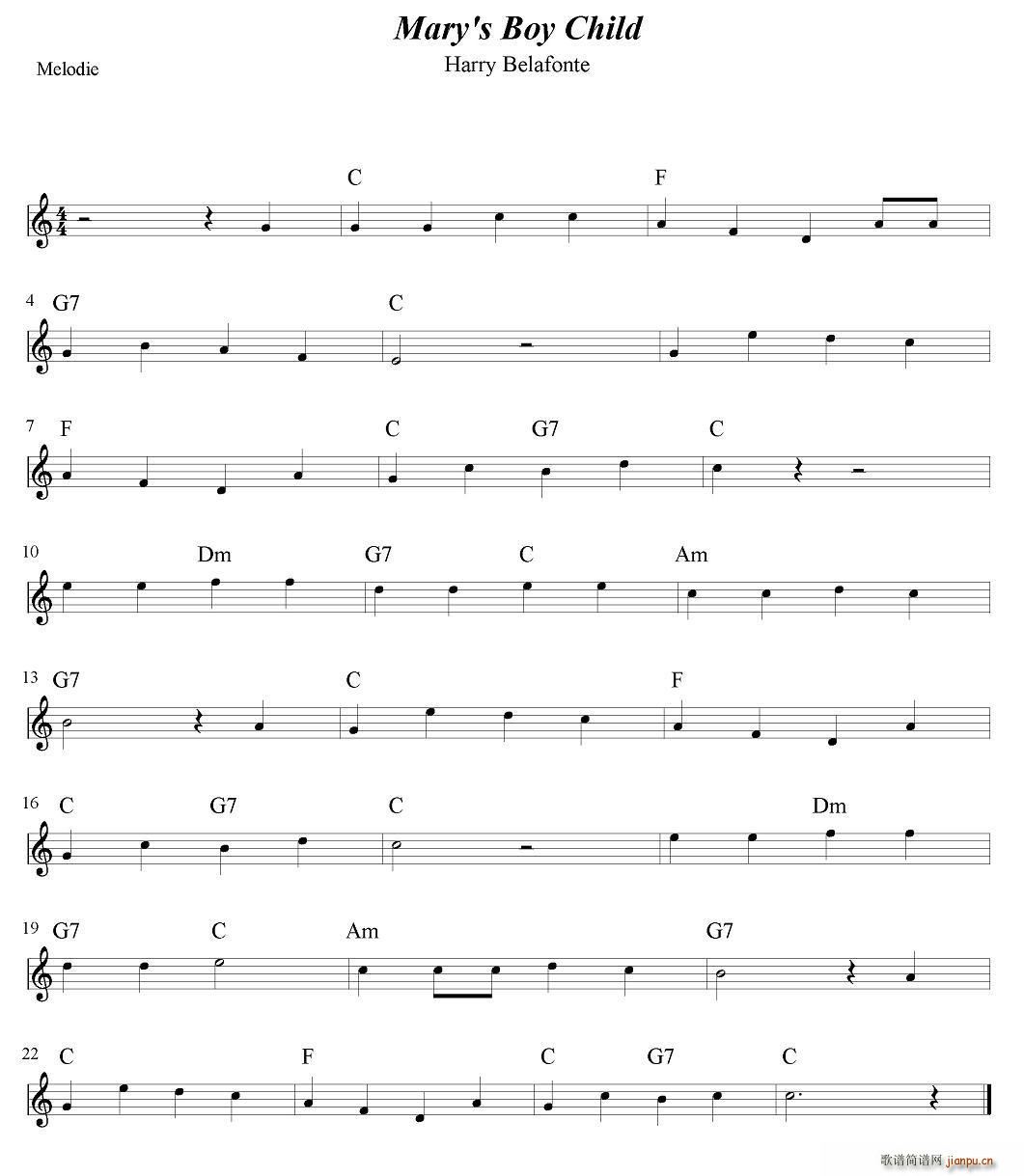Mary s Boy Child(电子琴谱)1