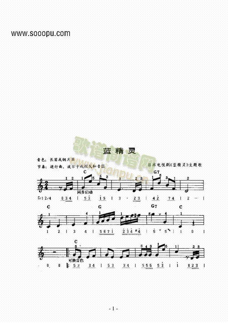 主题曲键盘类电子琴(其他乐谱)1