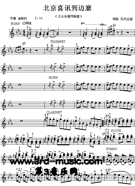 北京喜讯到边寨(电子琴谱)1