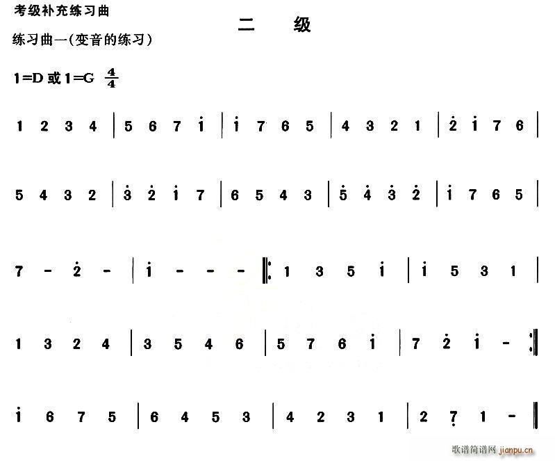 古筝考级补充练习曲二级(古筝扬琴谱)1