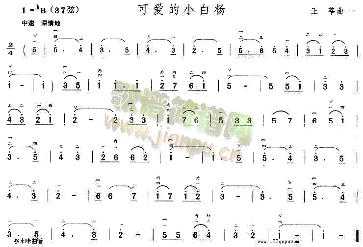 可爱的小白杨(二胡谱)1