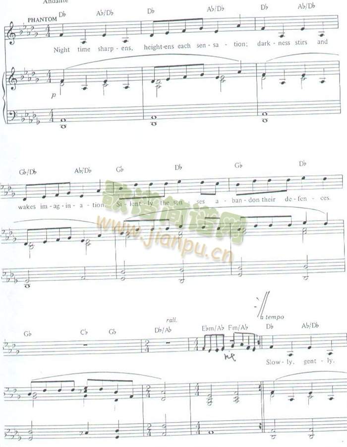 韦伯音乐剧〈剧院魅影〉主题歌曲(萨克斯谱)1