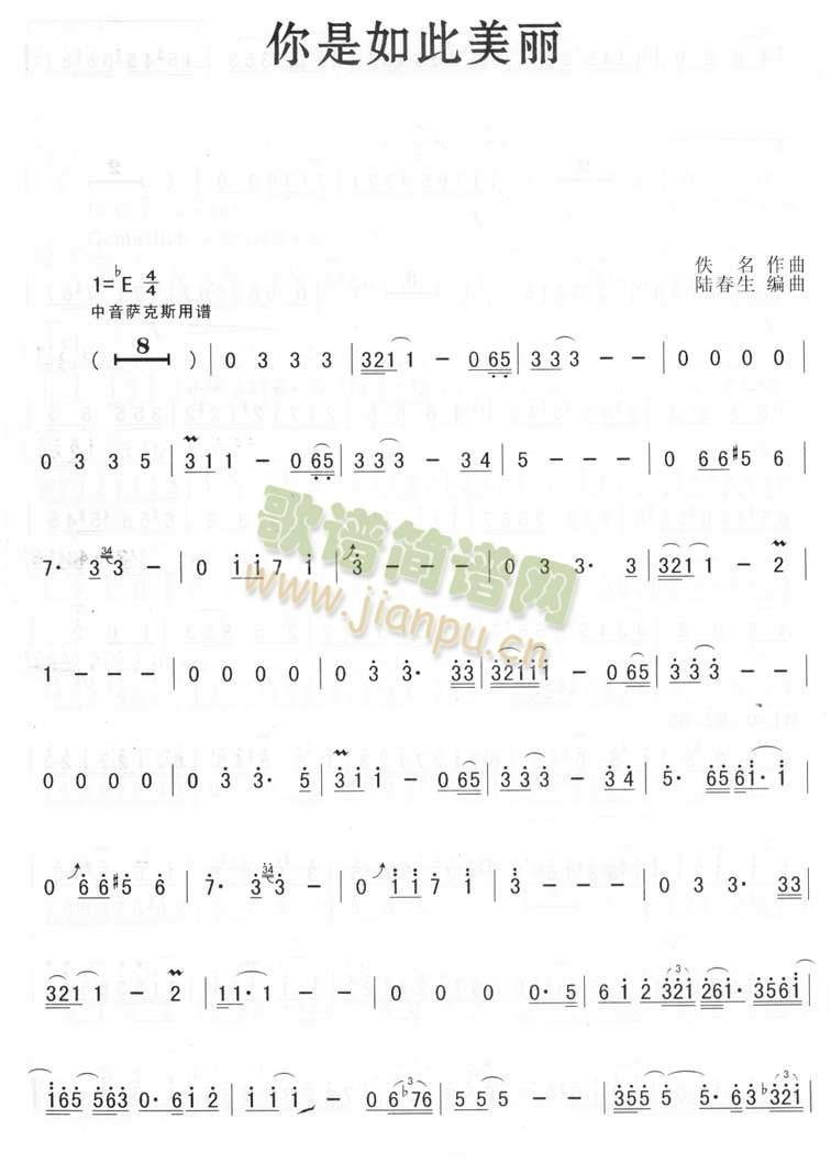 你是如此美丽(萨克斯谱)1