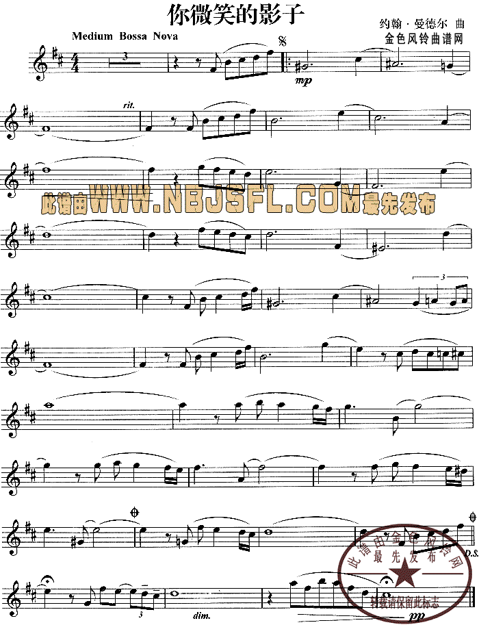 你微笑的影子(萨克斯谱)1