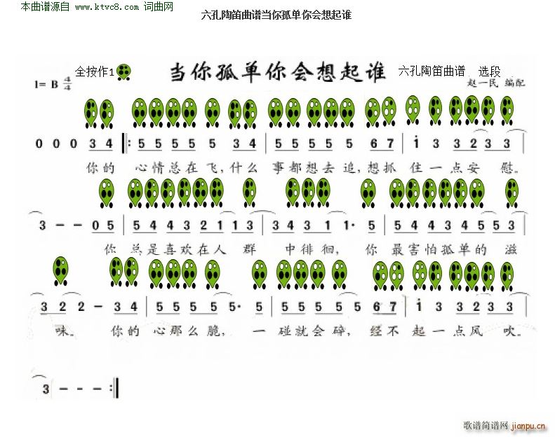 当你孤独你会想起谁(笛箫谱)1