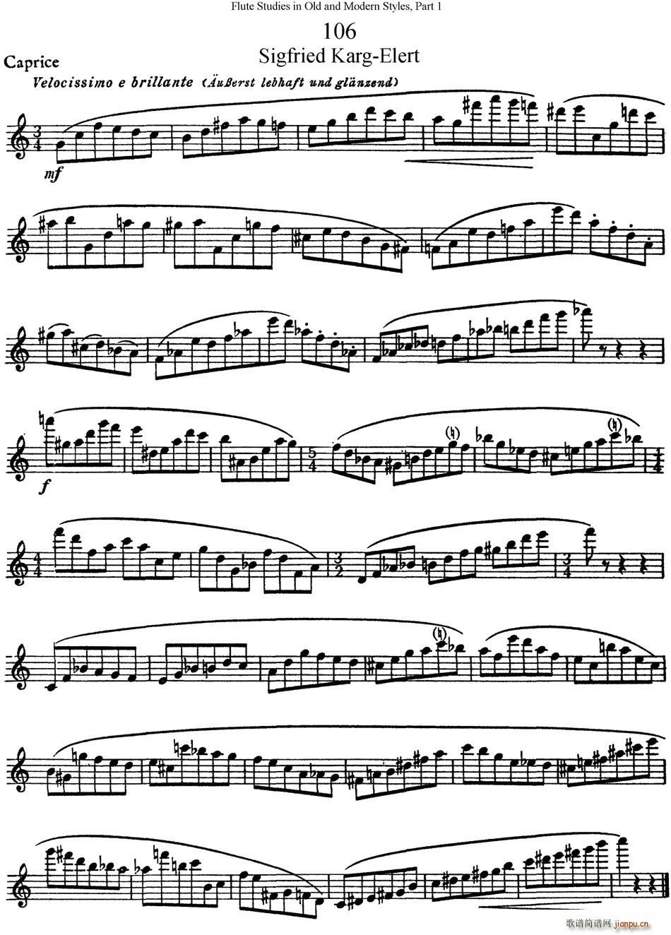 斯勒新老风格长笛练习重奏曲 第一部分 NO 106 长笛(笛箫谱)1