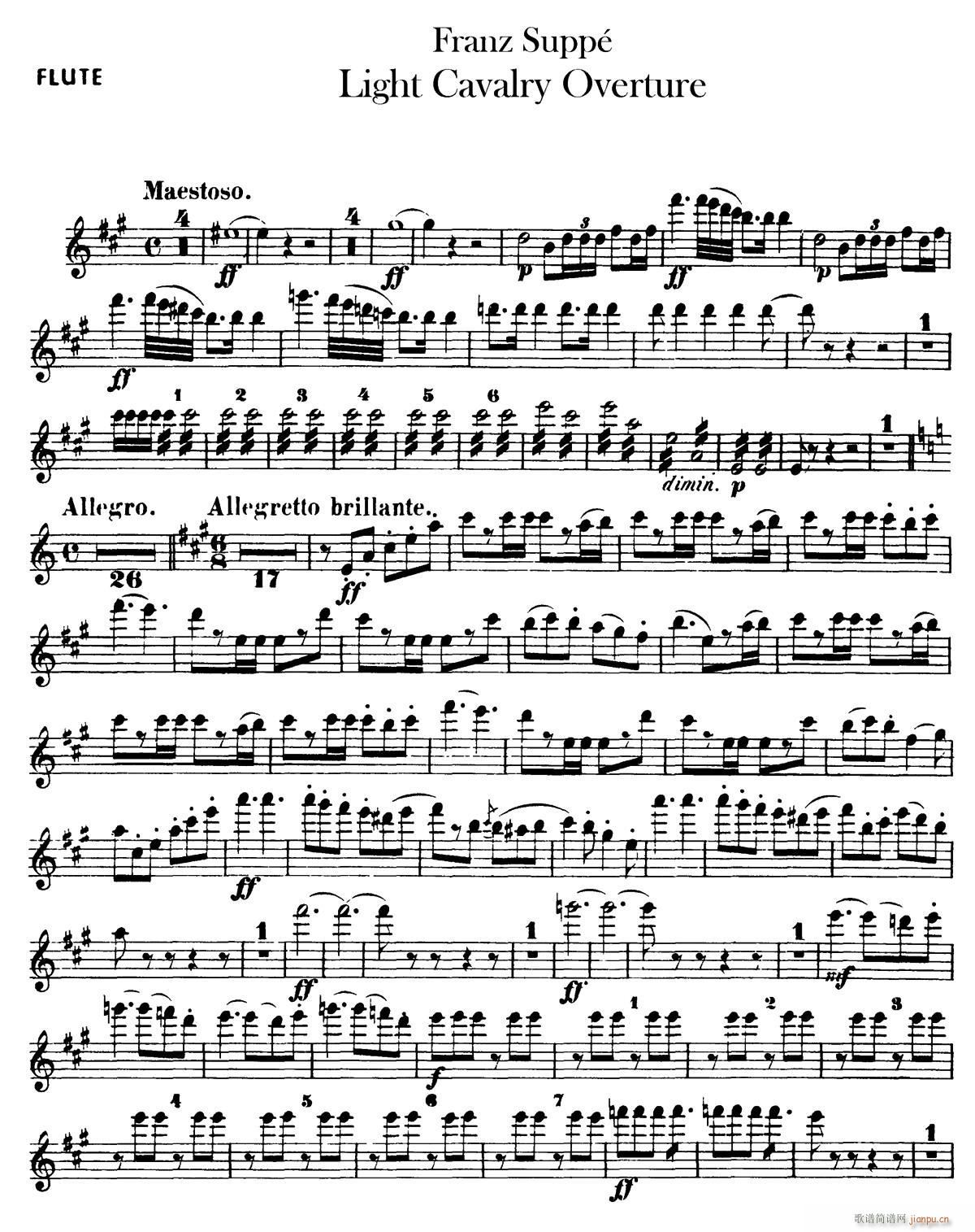 Light Cavalry Overture 轻骑兵序曲 管乐合奏长笛(笛箫谱)1