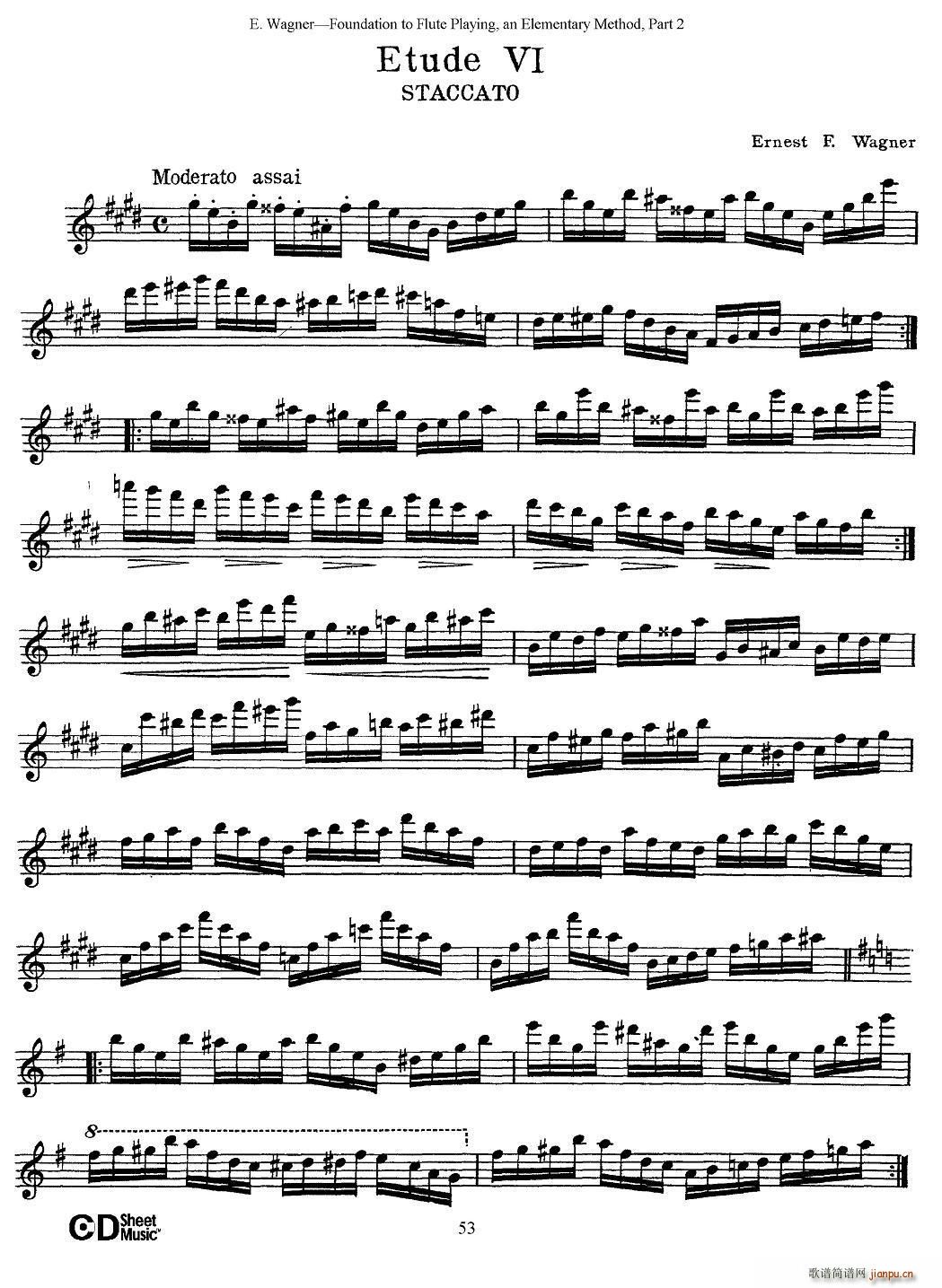 长笛演奏基础教程练习 Etude 6 长笛(笛箫谱)1