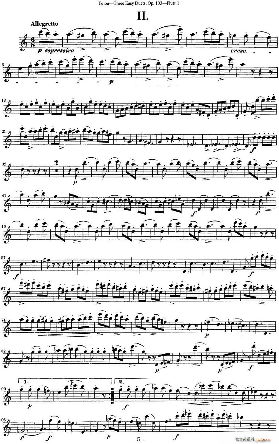 图露三首长笛简易重奏曲Op 103 Flute 1 NO 2(笛箫谱)1