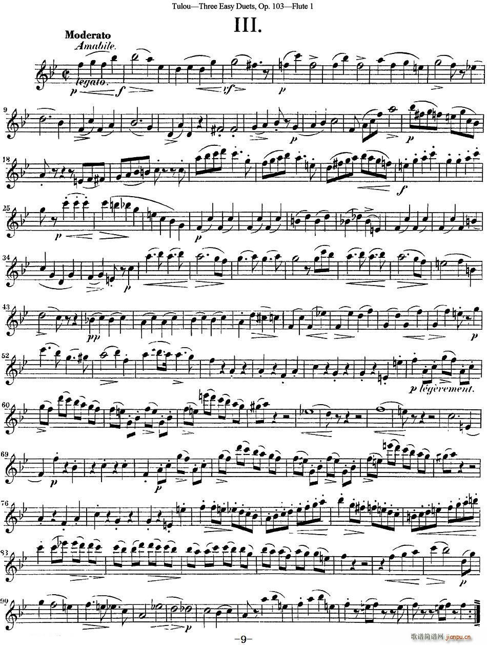 图露三首长笛简易重奏曲Op 103 Flute 1 NO 3(笛箫谱)1