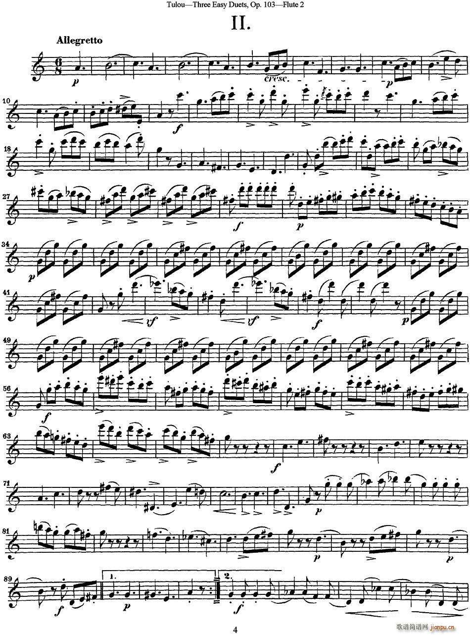 图露三首长笛简易重奏曲Op 103 Flute 2 NO 2(笛箫谱)1