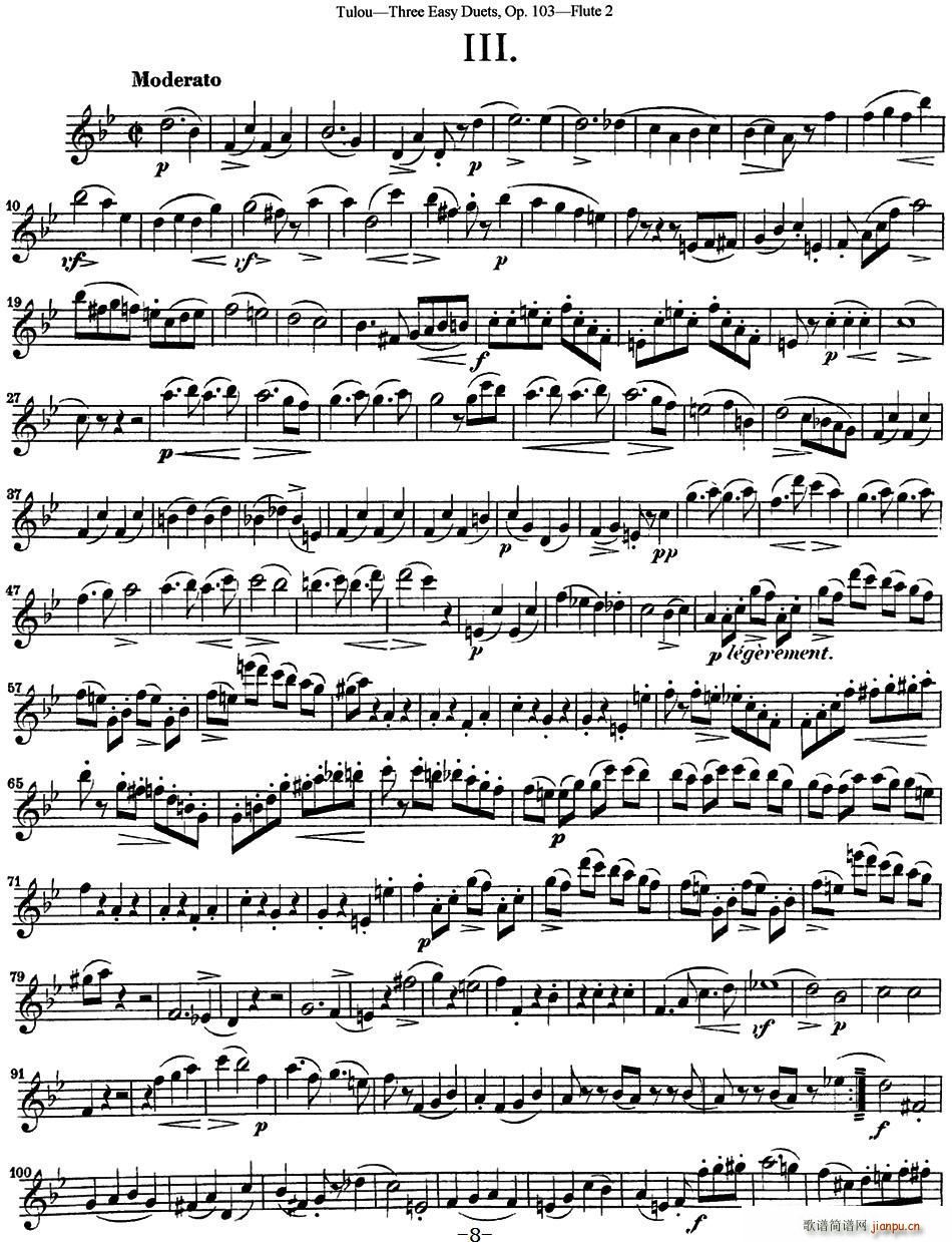 图露三首长笛简易重奏曲Op 103 Flute 2 NO 3(笛箫谱)1