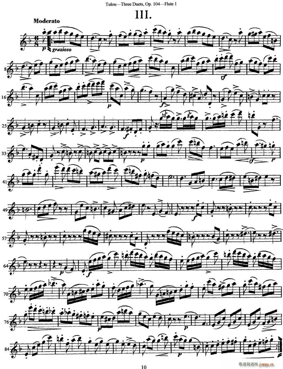 图露三首长笛简易重奏曲Op 104 Flute 1 NO 3(笛箫谱)1