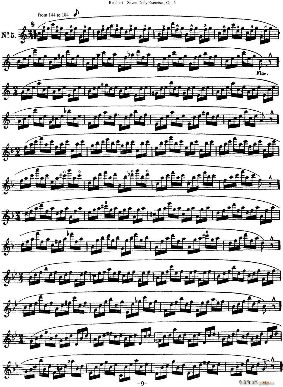 瑞澈特七首每日长笛练习曲Op 5 NO 5(笛箫谱)1