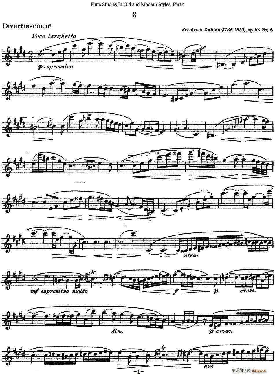 斯勒新老风格长笛练习重奏曲 第四部分 NO 8(笛箫谱)1